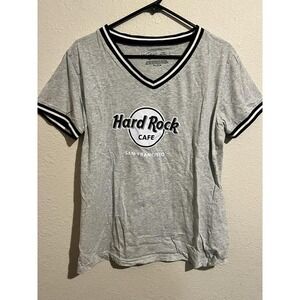 Hard Rock Cafe San Francisco Gray V-Neck T-Shirt Size XL